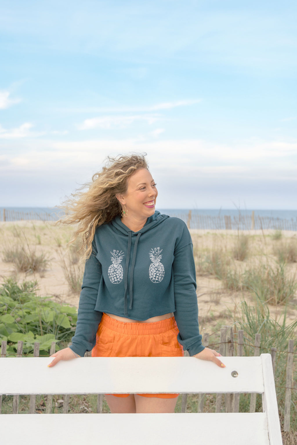 Pine-Nipples Crop Hoodie