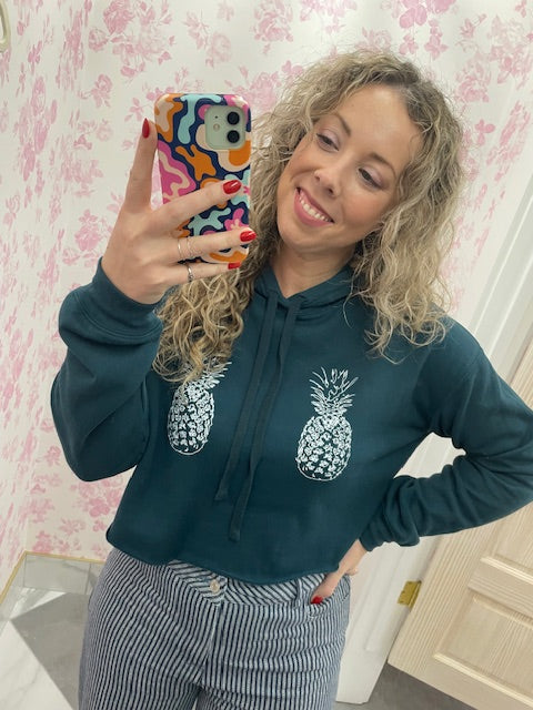 Pine-Nipples Crop Hoodie